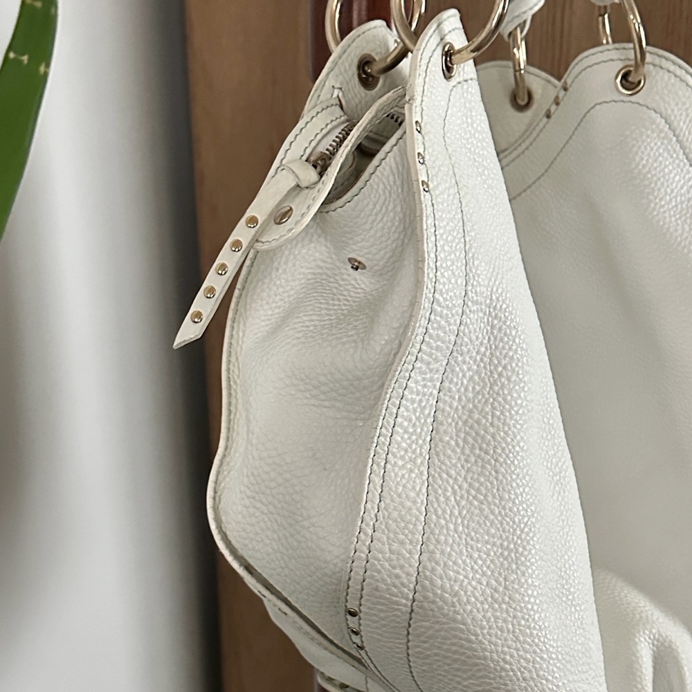 Celine White Bittersweet Large Pebbled Leather Hobo with Drawstring Vintage - Picture 6 of 16